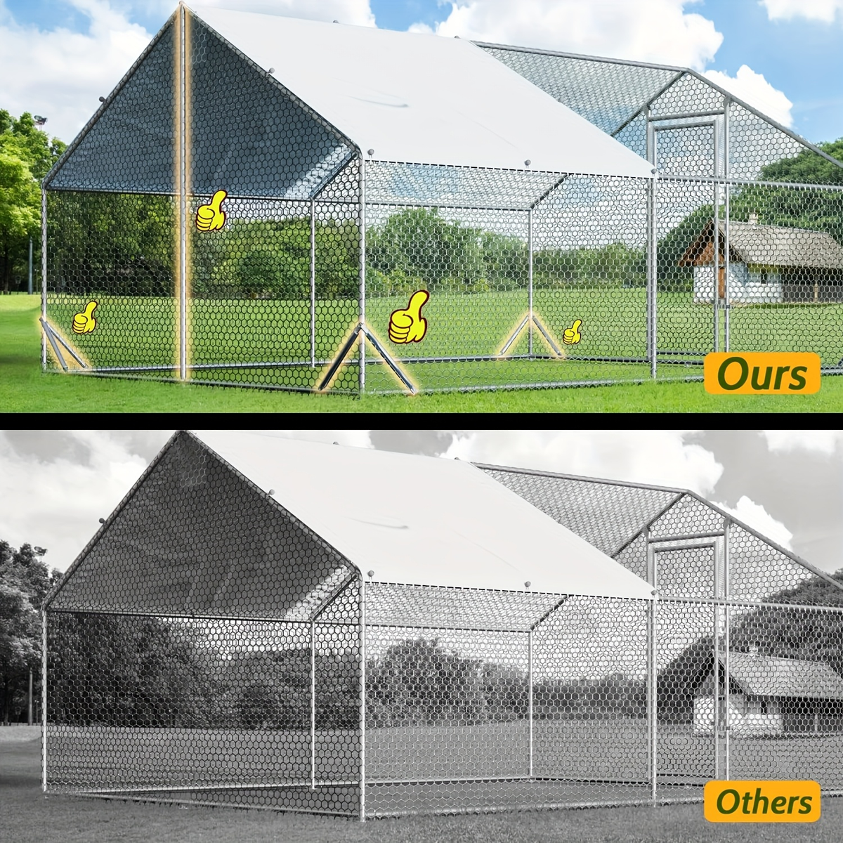 Metal Chicken Run Walk-in Poultry Enclosure with UV Protection - Dome Flat & Spire Roof Styles