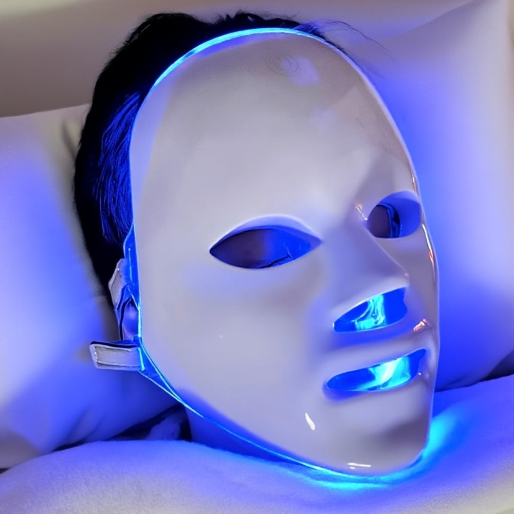 Portable LED Facial Mask 7-Color Light Therapy USB Rechargeable Plastic - Home Beauty Care for Bath Time, Home Spa and Personal Care