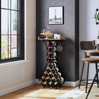 Freestanding Wine Rack Floor 14 Bottles Mini Bar Table Stand Liquor Cabinet with Glass for Home Cooking, Dining and Outdoor Meals