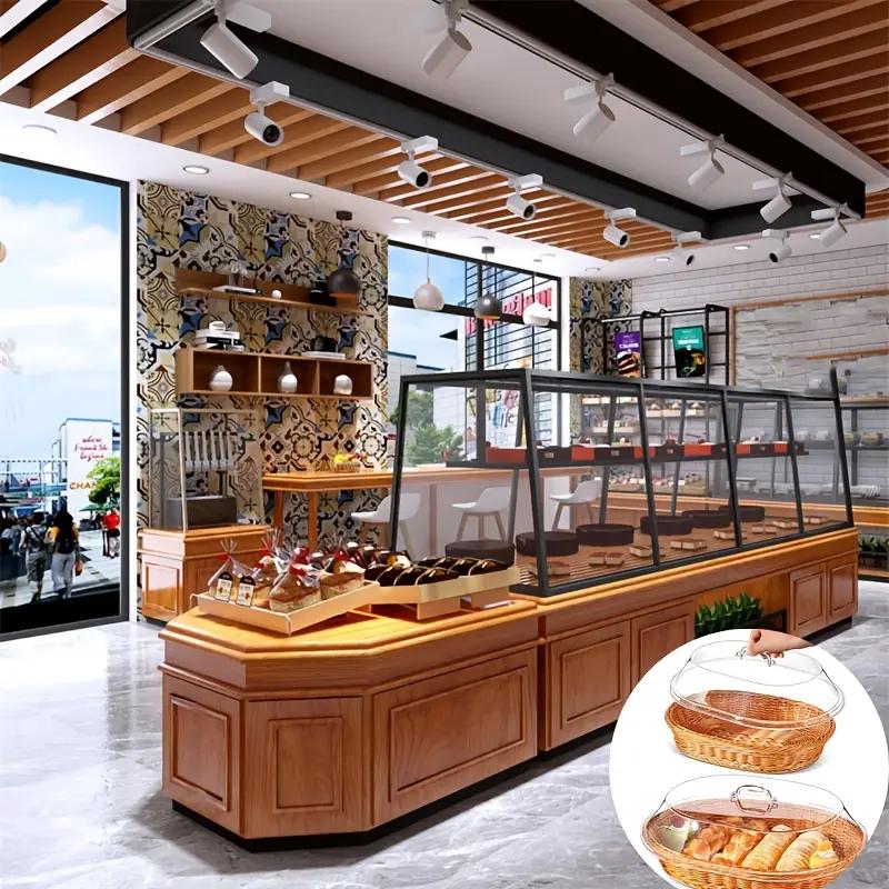 Woven Bread Basket in Square or Round Shape for Serving Bread, Fruit, Desserts and Snacks at Home or on the Dining Table