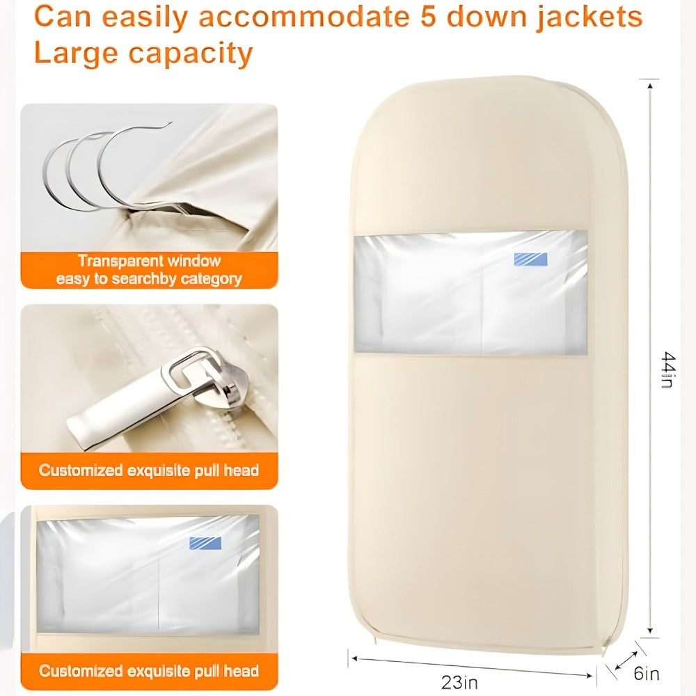 Garment Storage Organizer Bag with Compression Zipper in 35.43 or 43.31 Inch Beige Options