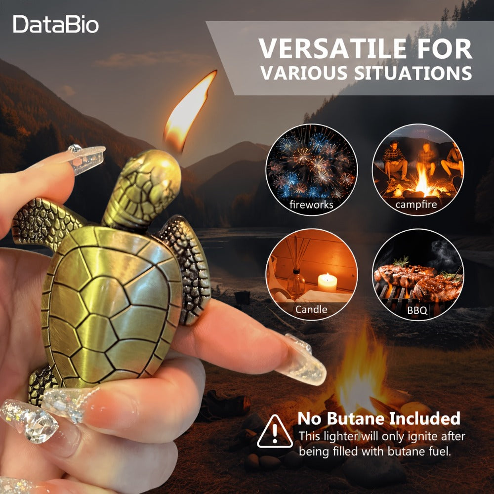 Turtle Lighter Refillable Flame - Creative Novelty Butane Lighter with Adjustable Flame, Aluminum Alloy Shell