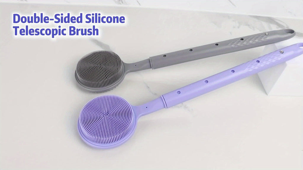 Long Handle Bath Brush Extendable 40-60cm Back Scrubber Dual-Sided Exfoliating Body Brush, for Bath Time, Home Spa and Personal Care