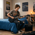 Electric Guitar, Full-Size Matte Black Dual-Humbucker Model with Guitar-Only or 20W Amp Set Options