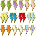 Embroidered Patch Set, 20 Colorful Lightning Bolt Motifs with Knit Embroidery and Iron-On Backing
