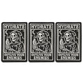 Embroidered Patch Set, Three Gothic Hydration Card Motifs with Black-and-White Iron-On or Sew-On Finish