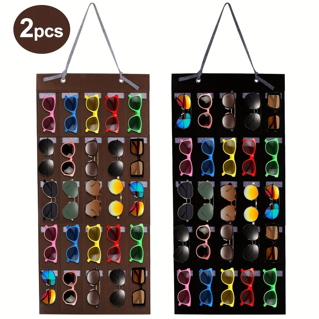 Eyewear Organizer – Wall Mounted Glasses Organizer 2 Pack 25 Felt Slots Hanging Eyeglass Holder