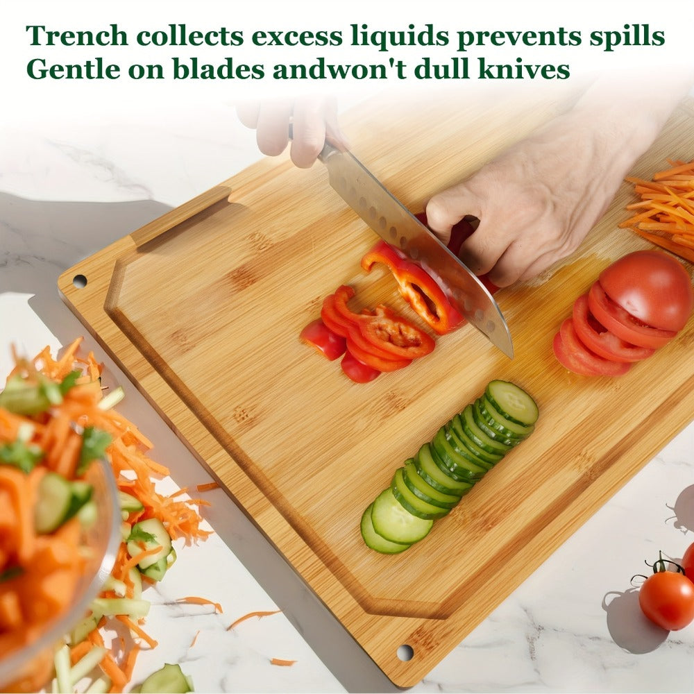 Cutting Board with Juice Groove, Chopping Board & Cheese Platter for Meat, Cheese, Bread, Vegetables & Fruits