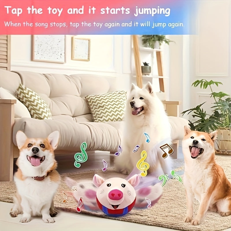 Interactive Bouncing Dog Toy Ball with Sound – Smart Electric Squeaky Pet Toy, Rechargeable Washable Jumping Ball with Recording & Music