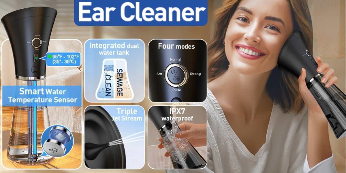 Rechargeable Ear Irrigation Cleaning System with Dual Water Tank, Interchangeable Tips and Two Checkout Models