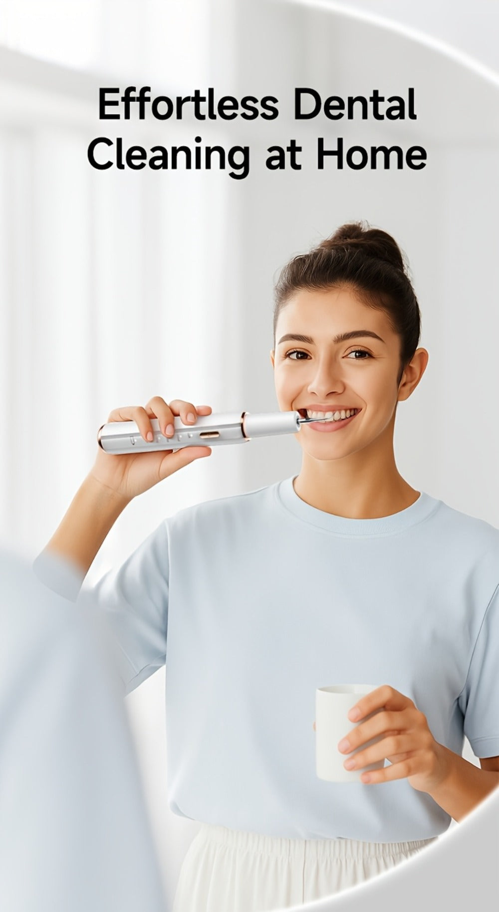 Electric Tooth Cleaner Tartar Remover Rechargeable – 5 Speed Modes, LED Light, USB Charging, 2 Replaceable Brush Heads