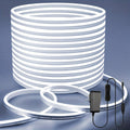 LED Neon Light Strip 32.8ft 10m 1200 LEDs Super Bright, 24V Flexible Neon Strip with Power Adapter & Mounting Clips