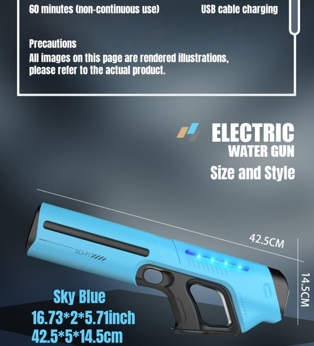 Electric Pulse-Light Water Blaster with Auto-Suction Refill, 16.54-Inch Body and Three Color Options