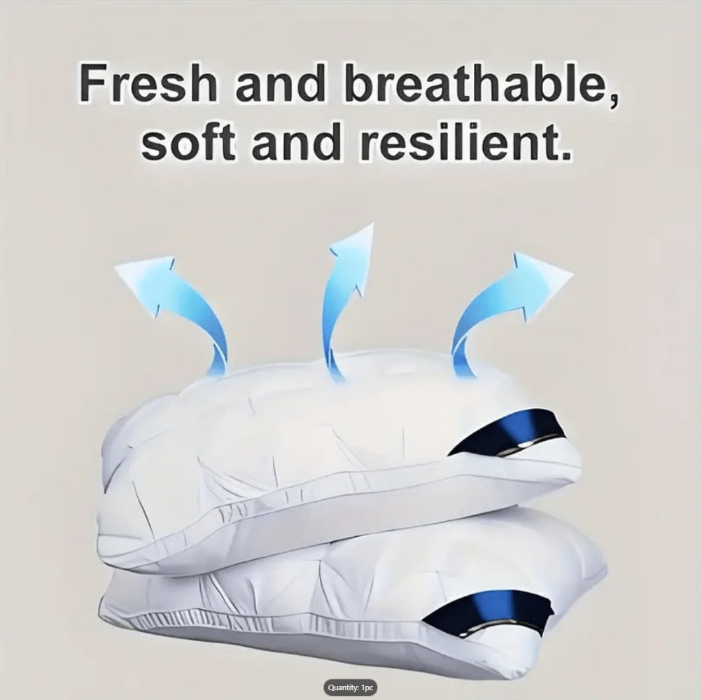 Hotel Quality Pillow Soft Polyester Fiber Deep Sleep Neck Support – No Collapse All Season Machine Washable Satin Cover Zipper Closure White