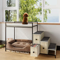Cat Window Perch with Stairs & 3 Storage Drawers – Large Multi-Level Pet Bunk Bed Platform for Cats and Dogs, Foam Upholstered