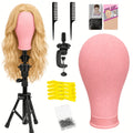 Mannequin Head with Adjustable Wig Stand Set 22 Inch Reinforced Manikin Head for Wig Styling Cosmetology Practice Salon Display Pink Black