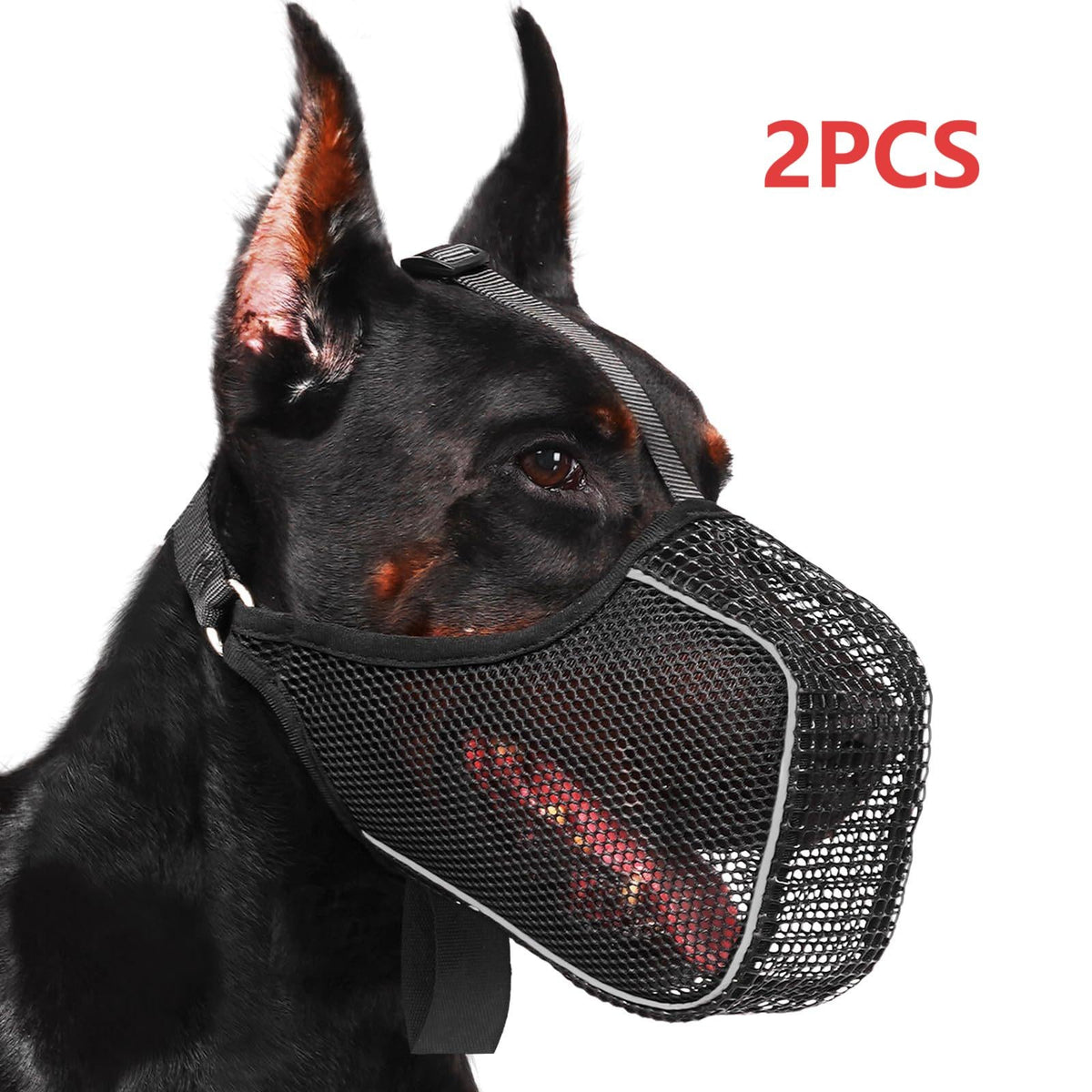 Dog Muzzle Reflective Mesh 2 Pack Anti-Bite Full Coverage with Adjustable Straps, Soft Breathable Polyester Dog Mask for Grooming Vet Visits