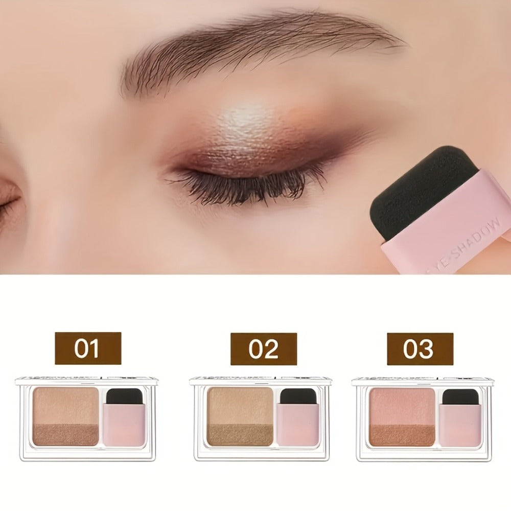 Dual-Color Eyeshadow Palette Set 3-Pack Matte Satin & Shimmer, for Makeup, Travel and Everyday Vanity Use
