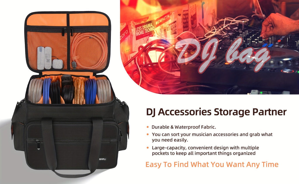 DJ Gig Bag with Removable Dividers, Padded Controller Mixer Carrying Case, Modular Interior, Touring Studio Travel Ready