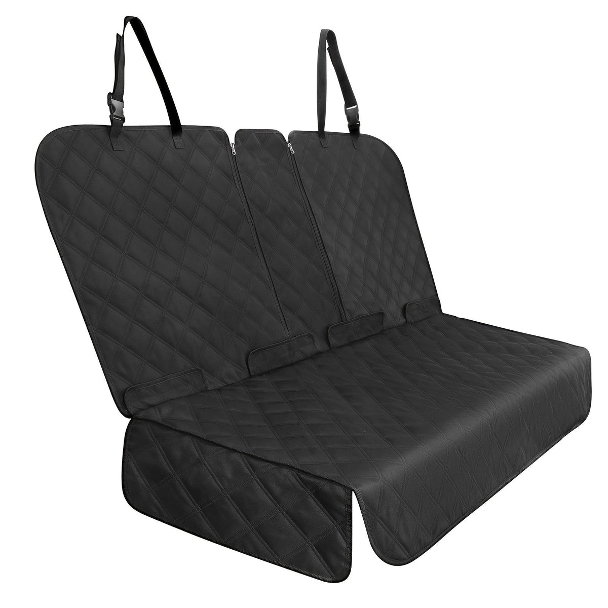 Quilted Car Back Seat Bench Cover in 54- or 60-Inch Widths with Seat-Belt Openings and Non-Slip Backing