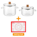 Glass Saucepan Set 2-Pack Stovetop Safe Borosilicate Ribbed Pots with Lids – 78oz & 54oz Heat Resistant Cookware for Soup, Ramen