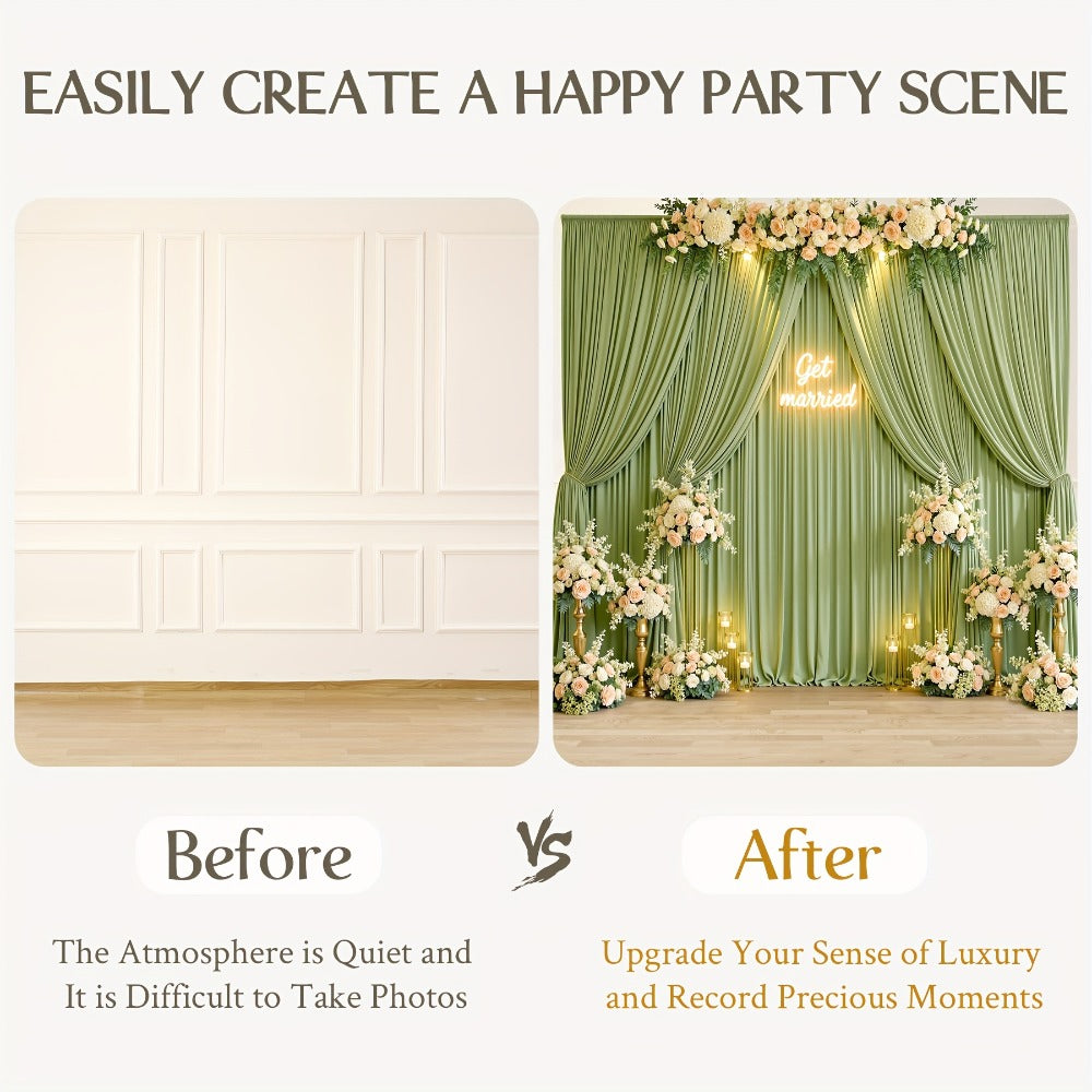 Two-Panel Photography Backdrop Curtain Set in 16 Colors with 59 x 85-Inch Panels and Pole Pockets