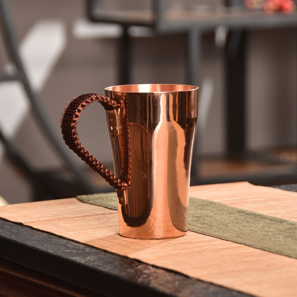 Handcrafted Copper Mug with Hammer Pattern – Pure Copper Coffee Mug, Tea Cup & Water Vessel – Artisan Copper Drinking Cup for Moscow Mule