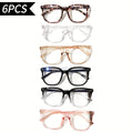 Rectangular Blue Light Glasses Six-Pair Set with Clear Lenses and A1 or A2 Assorted Frame Collections
