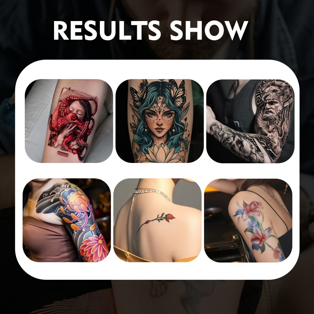 Wireless Tattoo Gun Kit Complete Set 1500mAh Battery 10 Needles 7 Inks for Temporary Body Art, Festivals and Costumes