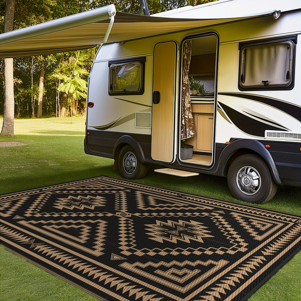 Outdoor Reversible Plastic Straw Rug for Patio Deck RV Camping – Waterproof UV-Resistant Lightweight Mat, Multiple Sizes & Colors