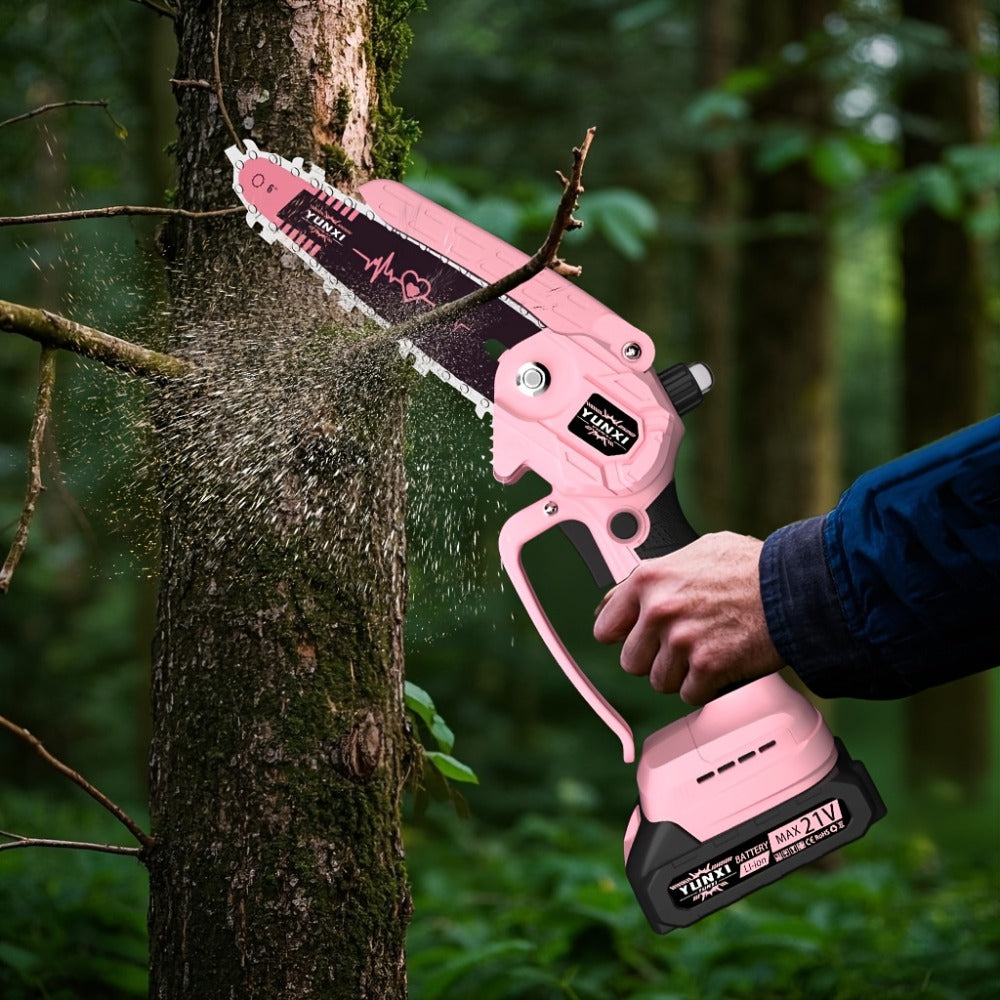 Mini Chainsaw 6 Inch 21V Cordless Battery Powered, Handheld Electric Chain Saw for Tree Branch Trimming Wood Cutting
