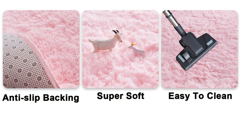 Area Rug, Round Shaggy Plush Carpet in Seven Colors and 4-, 5- or 6-Foot Diameters with Spot-Clean Care
