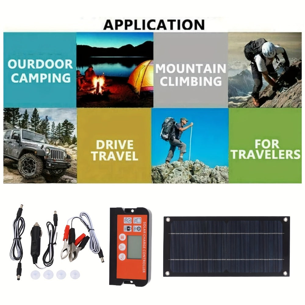 Monocrystalline Solar Panel Kit with 100A Controller – Off-Grid Charger for RV, Boat, Truck & Camping | Includes Cables