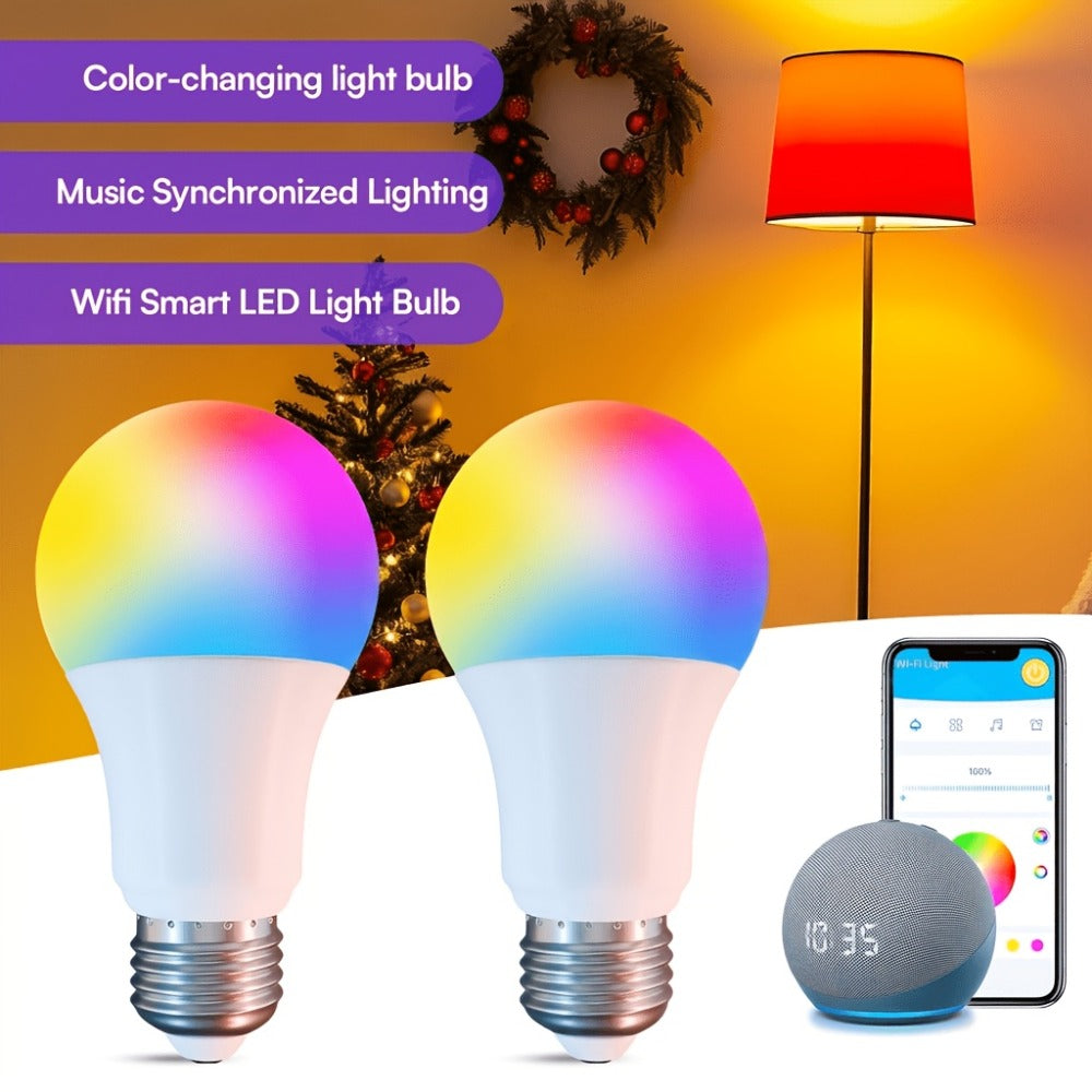 Alexa Smart Light Bulbs RGB Color Changing 2 Pack A19 E26 WiFi – Voice App Control LED Bulbs Compatible with Google Home, Music Sync