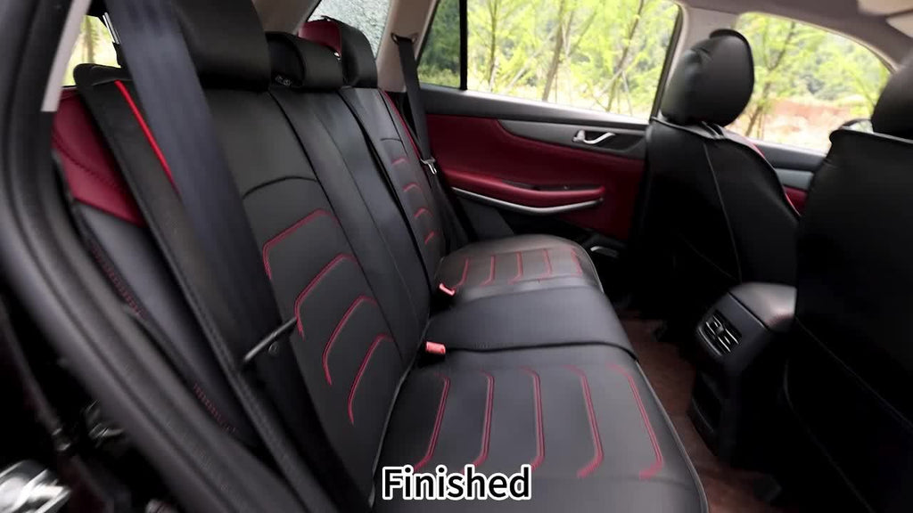 Car Seat Covers 5-Seat Faux Leather Set with Foam Padding and Optional Matching Pillow Pieces
