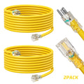 Extension Cord 2 Pack 15ft Outdoor Indoor SJTW 16/3 Full Copper Wire LED Power Indicator 13A 125V 1625W Grounded 3 Prong