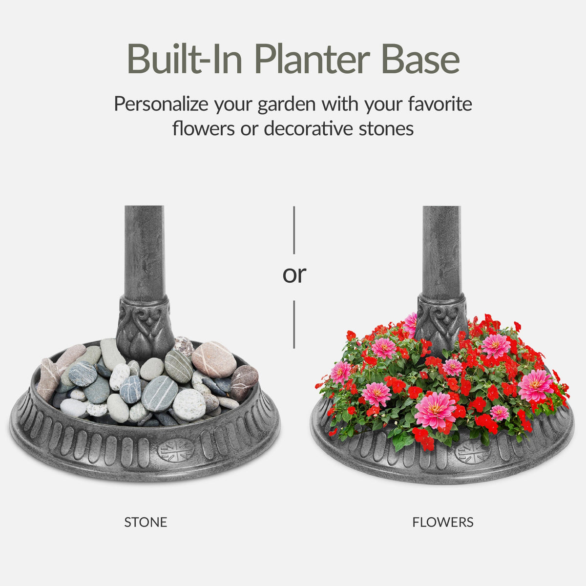 Solar Lighted Pedestal Bird Bath product image 12