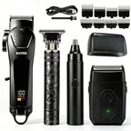 USB Precision Hair Clipper Set for Men, Wireless Electric Clippers & Nose Trimmer Shaver for Everyday Face, Beard and Body Grooming