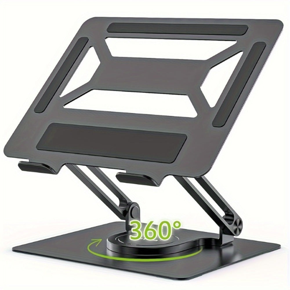 Adjustable Laptop Stand with 360-Degree Rotating Base, Ergonomic Foldable Laptop Holder for MacBook Pro Air and Laptops Up to 17 Inches