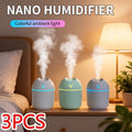 Aroma Diffuser Humidifier USB Mini, 3 Pack Cool Mist with Color Night Light, Portable for Bedroom
