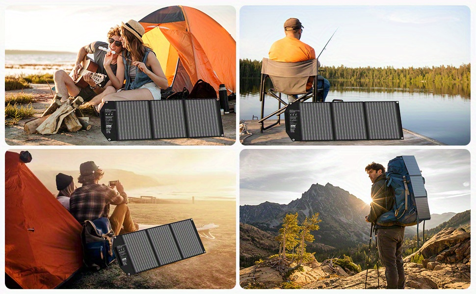Portable Solar Panel Charger 30W 60W, Foldable Monocrystalline with 18V MC4, DC 12V, USB-A QC3.0 & USB-C PD 18W for Camping