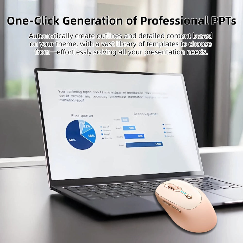 AI Smart Wireless Mouse with Voice-to-Text Real-Time Translation AI Writing PPT Creation Silent BT+2.4G Dual Mode Rechargeable Battery