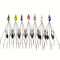 Fishing Lure Set 7-Piece Five-Arm Umbrella Rigs with Spinner Blades, Reinforcing Pins and Mixed Head Colors