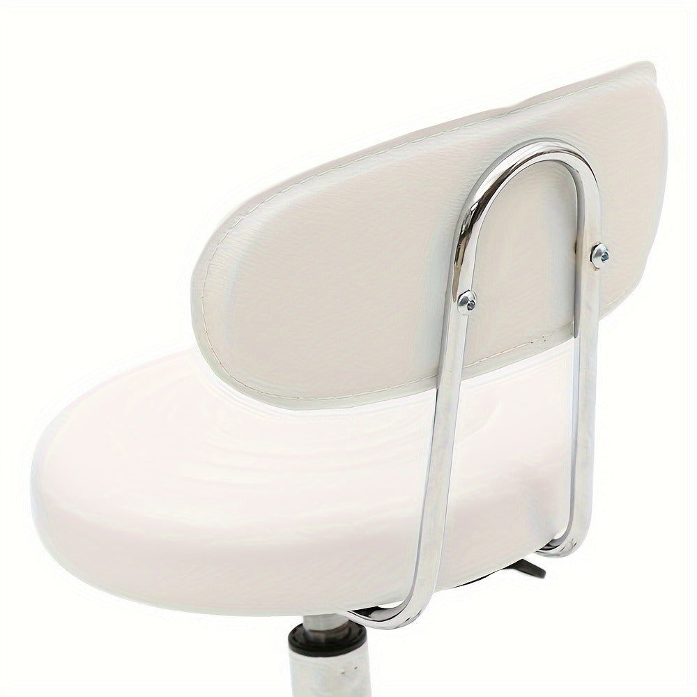 PU Leather Salon Stool with Back & 360° Swivel, Adjustable Height 18.9"-22.8" Round Cushion Chrome Base