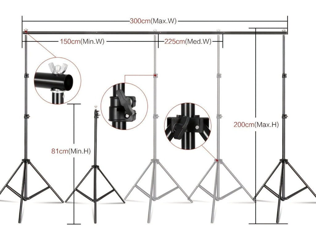 10x7ft Adjustable Backdrop Stand Kit for Photo Studio – Background Support System with 2 Stands, 4 Crossbars