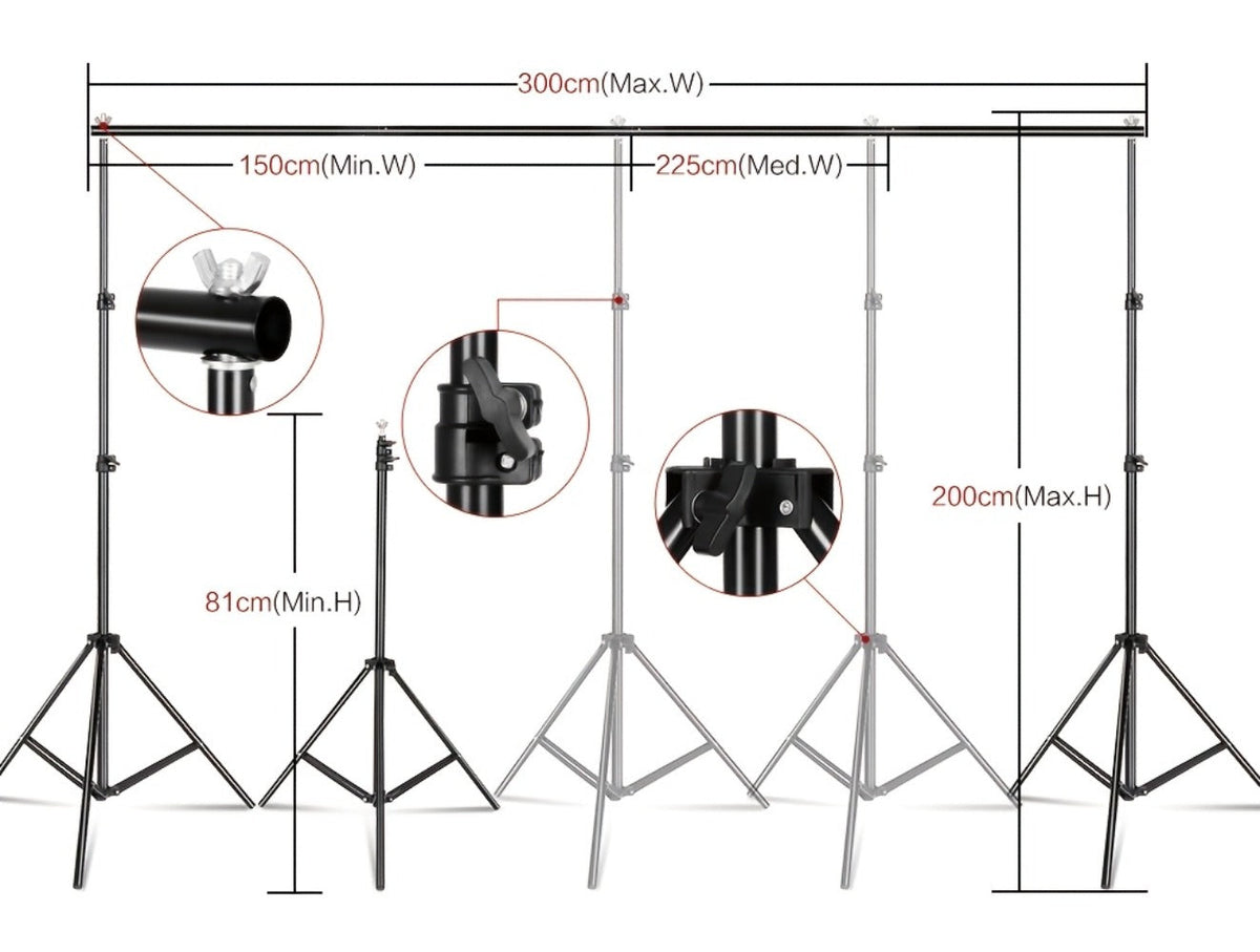 10x7ft Adjustable Backdrop Stand Kit for Photo Studio – Background Support System with 2 Stands, 4 Crossbars