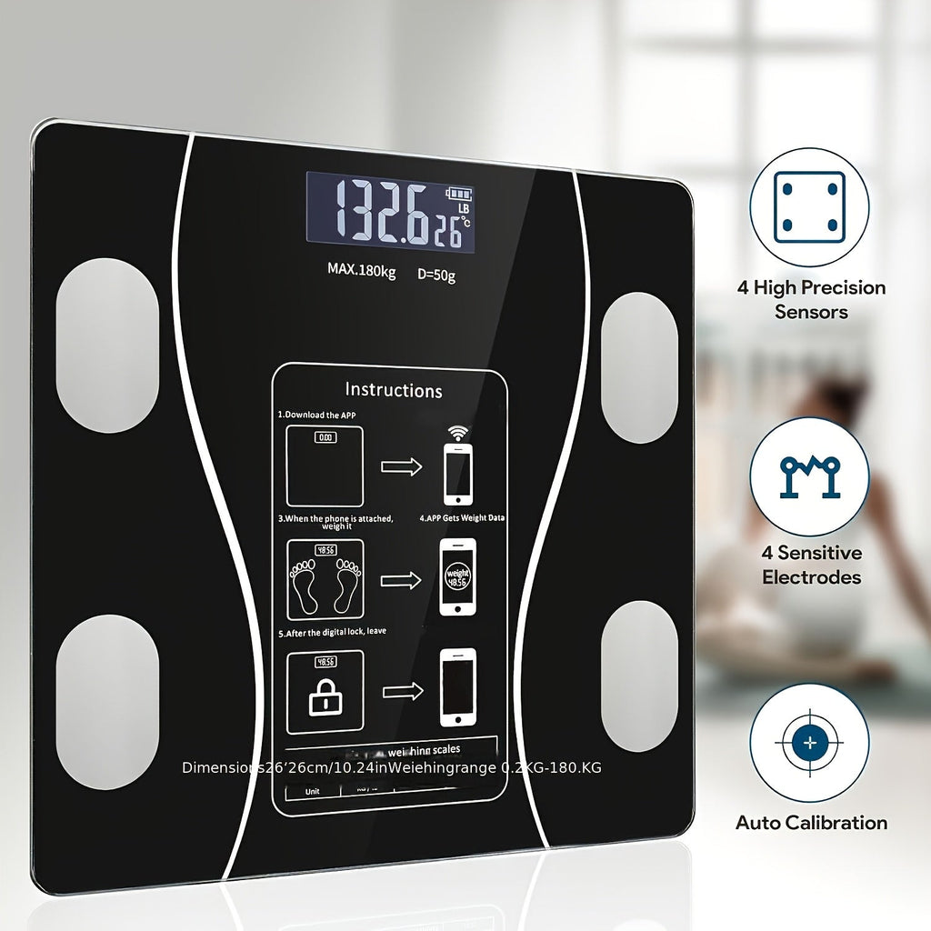 Digital Bathroom Scale Body Weight Scale LED Backlit Display Tempered Glass Compact for Entryways, Bedrooms and Living Spaces