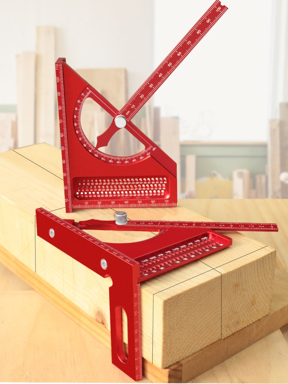 Adjustable 3D Carpentry Square Set 180° Rotating Aluminum Alloy Triangle Ruler T-Square for Entryways, Bedrooms and Living Spaces