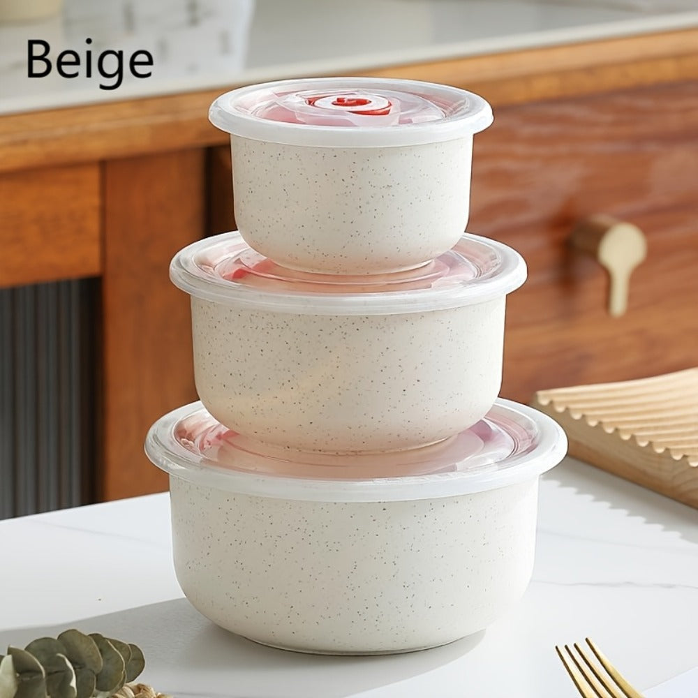 Food Storage Containers Three- or Four-Piece Stackable Refrigerator Box Set in Four Color Options