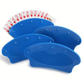 Four-Piece Blue Playing Card Holder Rack Set with Hands-Free Stands for Up to 15 Bridge or Poker Cards Each